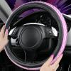 imageCAR PASS Sporty Quilting Leather Universal Fit Steering Wheel CoverFit for SuvsVansSedansTrucks for 147quot to 15quotBlack ampamp Graypurple