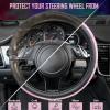imageCAR PASS Sporty Quilting Leather Universal Fit Steering Wheel CoverFit for SuvsVansSedansTrucks for 147quot to 15quotBlack ampamp Graypurple