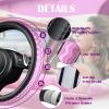 imageCAR PASS Sporty Quilting Leather Universal Fit Steering Wheel CoverFit for SuvsVansSedansTrucks for 147quot to 15quotBlack ampamp Graypurple