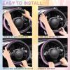 imageCAR PASS Sporty Quilting Leather Universal Fit Steering Wheel CoverFit for SuvsVansSedansTrucks for 147quot to 15quotBlack ampamp Graypurple
