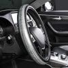 imageCAR PASS Sporty Quilting Leather Universal Fit Steering Wheel CoverFit for SuvsVansSedansTrucks for 147quot to 15quotBlack ampamp Graysilver