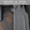 imageCAR PASS Tire Tread DeepDish Rubber Floor Mats for car Heavy Duty car mats All Weather Universal XLM Trim to Fit for Truck SUV Vehicle Automotive Waterproof car mats 3 Piece red BlackAll Gray