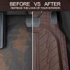 imageCAR PASS Tire Tread DeepDish Rubber Floor Mats for car Heavy Duty car mats All Weather Universal XLM Trim to Fit for Truck SUV Vehicle Automotive Waterproof car mats 3 Piece red BlackAll Brown