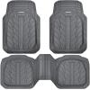 imageCAR PASS Tire Tread DeepDish Rubber Floor Mats for car Heavy Duty car mats All Weather Universal XLM Trim to Fit for Truck SUV Vehicle Automotive Waterproof car mats 3 Piece red BlackAll Gray
