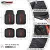 imageCAR PASS Tire Tread DeepDish Rubber Floor Mats for car Heavy Duty car mats All Weather Universal XLM Trim to Fit for Truck SUV Vehicle Automotive Waterproof car mats 3 Piece red BlackMetal Red
