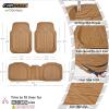imageCAR PASS Tire Tread DeepDish Rubber Floor Mats for car Heavy Duty car mats All Weather Universal XLM Trim to Fit for Truck SUV Vehicle Automotive Waterproof car mats 3 Piece red BlackAll Beige