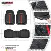 imageCAR PASS Tire Tread DeepDish Rubber Floor Mats for car Heavy Duty car mats All Weather Universal XLM Trim to Fit for Truck SUV Vehicle Automotive Waterproof car mats 3 Piece red BlackRed Black