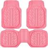 imageCAR PASS Tire Tread DeepDish Rubber Floor Mats for car Heavy Duty car mats All Weather Universal XLM Trim to Fit for Truck SUV Vehicle Automotive Waterproof car mats 3 Piece red BlackAll Pink