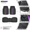 imageCAR PASS Tire Tread DeepDish Rubber Floor Mats for car Heavy Duty car mats All Weather Universal XLM Trim to Fit for Truck SUV Vehicle Automotive Waterproof car mats 3 Piece red BlackPurple Black