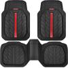 imageCAR PASS Tire Tread DeepDish Rubber Floor Mats for car Heavy Duty car mats All Weather Universal XLM Trim to Fit for Truck SUV Vehicle Automotive Waterproof car mats 3 Piece red BlackRed Black
