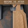 imageCAR PASS Tire Tread DeepDish Rubber Floor Mats for car Heavy Duty car mats All Weather Universal XLM Trim to Fit for Truck SUV Vehicle Automotive Waterproof car mats 3 Piece red BlackAll Beige