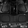 imageCAR PASS Tire Tread DeepDish Rubber Floor Mats for car Heavy Duty car mats All Weather Universal XLM Trim to Fit for Truck SUV Vehicle Automotive Waterproof car mats 3 Piece red BlackAll Black Cargo Liner