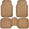 imageCAR PASS Tire Tread DeepDish Rubber Floor Mats for car Heavy Duty car mats All Weather Universal XLM Trim to Fit for Truck SUV Vehicle Automotive Waterproof car mats 3 Piece red BlackAll Beige