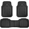 imageCAR PASS Tire Tread DeepDish Rubber Floor Mats for car Heavy Duty car mats All Weather Universal XLM Trim to Fit for Truck SUV Vehicle Automotive Waterproof car mats 3 Piece red BlackAll Black