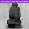 imageCAR PASS Universal FIT Piping Leather Two Front Seat Covers Waterproof Faux Leather for SUV Sedan Van Truck Airbag CompatibleReserved Opening Holes for Headrest Covers Black redBlack  Purple