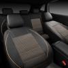 imageCAR PASS Universal FIT Piping Leather Two Front Seat Covers Waterproof Faux Leather for SUV Sedan Van Truck Airbag CompatibleReserved Opening Holes for Headrest Covers Black redBlack and Gold