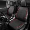 imageCAR PASS Universal FIT Piping Leather Two Front Seat Covers Waterproof Faux Leather for SUV Sedan Van Truck Airbag CompatibleReserved Opening Holes for Headrest Covers Black redRed Black