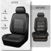 imageCAR PASS Universal FIT Piping Leather Two Front Seat Covers Waterproof Faux Leather for SUV Sedan Van Truck Airbag CompatibleReserved Opening Holes for Headrest Covers Black redBlack and Sliver