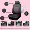imageCAR PASS Universal FIT Piping Leather Two Front Seat Covers Waterproof Faux Leather for SUV Sedan Van Truck Airbag CompatibleReserved Opening Holes for Headrest Covers Black redBlack and Pink
