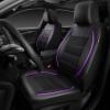 imageCAR PASS Universal FIT Piping Leather Two Front Seat Covers Waterproof Faux Leather for SUV Sedan Van Truck Airbag CompatibleReserved Opening Holes for Headrest Covers Black redBlack  Purple