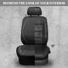 imageCAR PASS Universal FIT Piping Leather Two Front Seat Covers Waterproof Faux Leather for SUV Sedan Van Truck Airbag CompatibleReserved Opening Holes for Headrest Covers Black redFull Set Black Grey