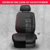 imageCAR PASS Universal FIT Piping Leather Two Front Seat Covers Waterproof Faux Leather for SUV Sedan Van Truck Airbag CompatibleReserved Opening Holes for Headrest Covers Black redBlack Red