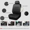 imageCAR PASS Universal FIT Piping Leather Two Front Seat Covers Waterproof Faux Leather for SUV Sedan Van Truck Airbag CompatibleReserved Opening Holes for Headrest Covers Black redFull Set Black Grey