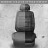 imageCAR PASS Universal FIT Piping Leather Two Front Seat Covers Waterproof Faux Leather for SUV Sedan Van Truck Airbag CompatibleReserved Opening Holes for Headrest Covers Black redGrey with charcoal stripes
