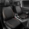 imageCAR PASS Universal FIT Piping Leather Two Front Seat Covers Waterproof Faux Leather for SUV Sedan Van Truck Airbag CompatibleReserved Opening Holes for Headrest Covers Black redBeige Black