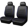 imageCAR PASS Universal FIT Piping Leather Two Front Seat Covers Waterproof Faux Leather for SUV Sedan Van Truck Airbag CompatibleReserved Opening Holes for Headrest Covers Black redBlack Blue