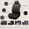 imageCAR PASS Universal FIT Piping Leather Two Front Seat Covers Waterproof Faux Leather for SUV Sedan Van Truck Airbag CompatibleReserved Opening Holes for Headrest Covers Black redBeige Black