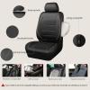 imageCAR PASS Universal FIT Piping Leather Two Front Seat Covers Waterproof Faux Leather for SUV Sedan Van Truck Airbag CompatibleReserved Opening Holes for Headrest Covers Black redBlack Beige