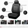imageCAR PASS Universal FIT Piping Leather Two Front Seat Covers Waterproof Faux Leather for SUV Sedan Van Truck Airbag CompatibleReserved Opening Holes for Headrest Covers Black redBlack and Sliver