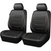imageCAR PASS Universal FIT Piping Leather Two Front Seat Covers Waterproof Faux Leather for SUV Sedan Van Truck Airbag CompatibleReserved Opening Holes for Headrest Covers Black redBlack Beige
