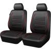 imageCAR PASS Universal FIT Piping Leather Two Front Seat Covers Waterproof Faux Leather for SUV Sedan Van Truck Airbag CompatibleReserved Opening Holes for Headrest Covers Black redBlack Red
