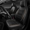 imageCAR PASS Universal FIT Piping Leather Two Front Seat Covers Waterproof Faux Leather for SUV Sedan Van Truck Airbag CompatibleReserved Opening Holes for Headrest Covers Black redBlack Beige