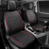 imageCAR PASS Universal FIT Piping Leather Two Front Seat Covers Waterproof Faux Leather for SUV Sedan Van Truck Airbag CompatibleReserved Opening Holes for Headrest Covers Black redRed Black