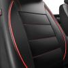 imageCAR PASS Universal FIT Piping Leather Two Front Seat Covers Waterproof Faux Leather for SUV Sedan Van Truck Airbag CompatibleReserved Opening Holes for Headrest Covers Black redBlack Red