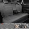 imageCAR PASS Universal FIT Piping Leather Two Front Seat Covers Waterproof Faux Leather for SUV Sedan Van Truck Airbag CompatibleReserved Opening Holes for Headrest Covers Black redGrey with charcoal stripes