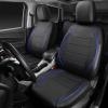 imageCAR PASS Universal FIT Piping Leather Two Front Seat Covers Waterproof Faux Leather for SUV Sedan Van Truck Airbag CompatibleReserved Opening Holes for Headrest Covers Black redBlue Black