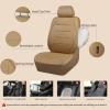 imageCAR PASS Universal FIT Piping Leather Two Front Seat Covers Waterproof Faux Leather for SUV Sedan Van Truck Airbag CompatibleReserved Opening Holes for Headrest Covers Black redBeige with Tan PipingStripe