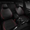 imageCAR PASS Universal FIT Piping Leather Two Front Seat Covers Waterproof Faux Leather for SUV Sedan Van Truck Airbag CompatibleReserved Opening Holes for Headrest Covers Black redBlack Red
