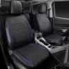 imageCAR PASS Universal FIT Piping Leather Two Front Seat Covers Waterproof Faux Leather for SUV Sedan Van Truck Airbag CompatibleReserved Opening Holes for Headrest Covers Black redBlue Black