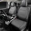imageCAR PASS Universal FIT Piping Leather Two Front Seat Covers Waterproof Faux Leather for SUV Sedan Van Truck Airbag CompatibleReserved Opening Holes for Headrest Covers Black redGrey with charcoal stripes