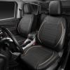 imageCAR PASS Universal FIT Piping Leather Two Front Seat Covers Waterproof Faux Leather for SUV Sedan Van Truck Airbag CompatibleReserved Opening Holes for Headrest Covers Black redBeige Black