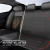 imageCAR PASS Universal FIT Piping Leather Two Front Seat Covers Waterproof Faux Leather for SUV Sedan Van Truck Airbag CompatibleReserved Opening Holes for Headrest Covers Black redBlack Red Rear