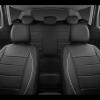 imageCAR PASS Universal FIT Piping Leather Two Front Seat Covers Waterproof Faux Leather for SUV Sedan Van Truck Airbag CompatibleReserved Opening Holes for Headrest Covers Black redFull Set Black Grey