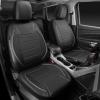 imageCAR PASS Universal FIT Piping Leather Two Front Seat Covers Waterproof Faux Leather for SUV Sedan Van Truck Airbag CompatibleReserved Opening Holes for Headrest Covers Black redFull Set Black Grey