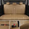 imageCAR PASS Universal FIT Piping Leather Two Front Seat Covers Waterproof Faux Leather for SUV Sedan Van Truck Airbag CompatibleReserved Opening Holes for Headrest Covers Black redBeige with Tan PipingStripe