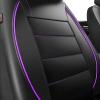 imageCAR PASS Universal FIT Piping Leather Two Front Seat Covers Waterproof Faux Leather for SUV Sedan Van Truck Airbag CompatibleReserved Opening Holes for Headrest Covers Black redBlack  Purple